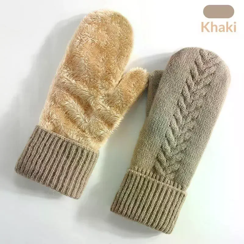 

Новые вязаные перчатки, зимние двухслойные бархатные утолщенные теплые перчатки, перчатки на пальцы