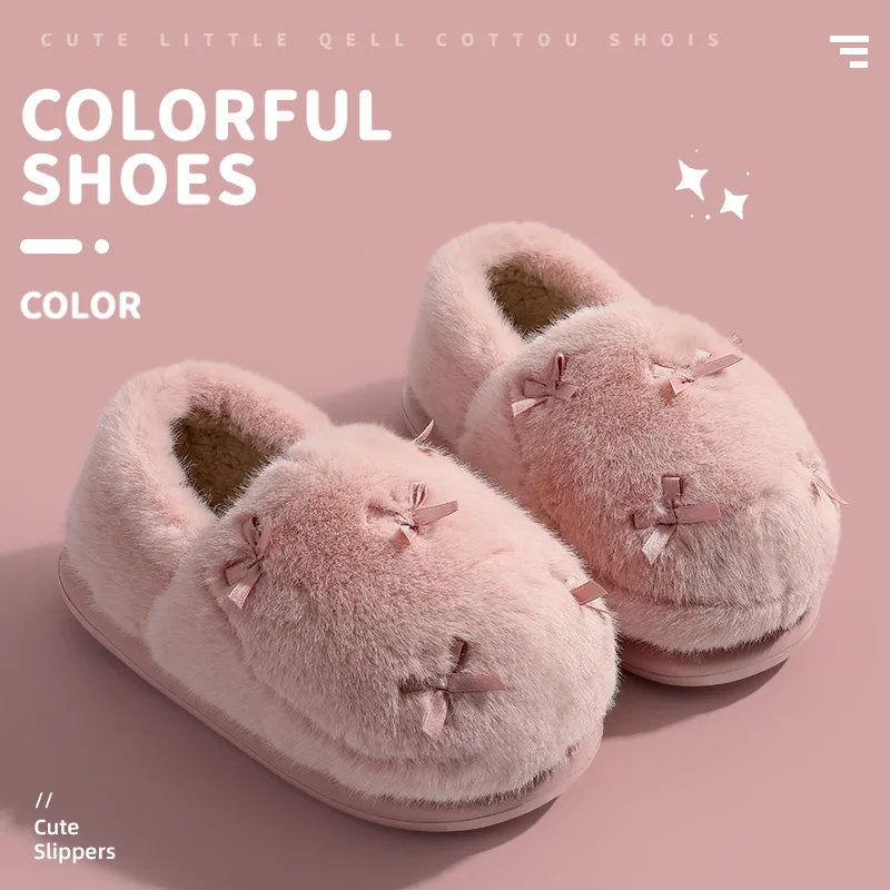 

Women's Winter Pink Cotton Slippers 2025 Plush Fluffy Indoor Home Slipper Comfortable Anti-Slip Warm Platform Floor Shoes