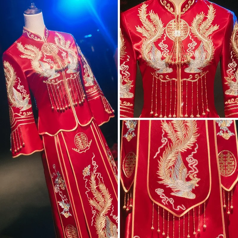 

Новое стильное платье Cheongsam в китайском стиле с драконом и фениксом, тонкое платье