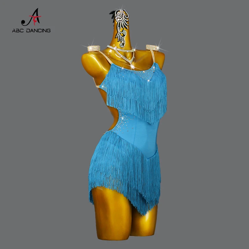 

Latin Dance Dress New Party Suit Competition Costume Ladies Dancewear Girl Evening Fringed Skirt Practice Clothes Woman Kid Prom