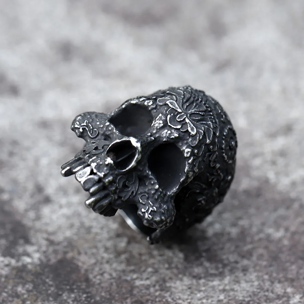خواتم جديدة لعام 2022 للرجال مصنوعة من الفولاذ المقاوم للصدأ 316L على شكل زهرة جمجمة وقران الشيطان للمراهقين مجوهرات دراجات نارية على الطراز القوطي هدية شحن مباشر من الشركة المصنعة