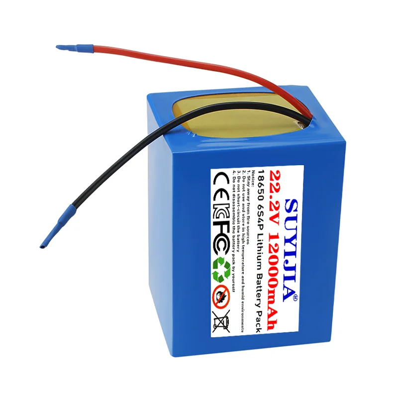 18650 rechargeable lithium battery pack 22.2V 12AH 6S4P battery is suitable for 25.2V moped power tools, water pumps, lighting