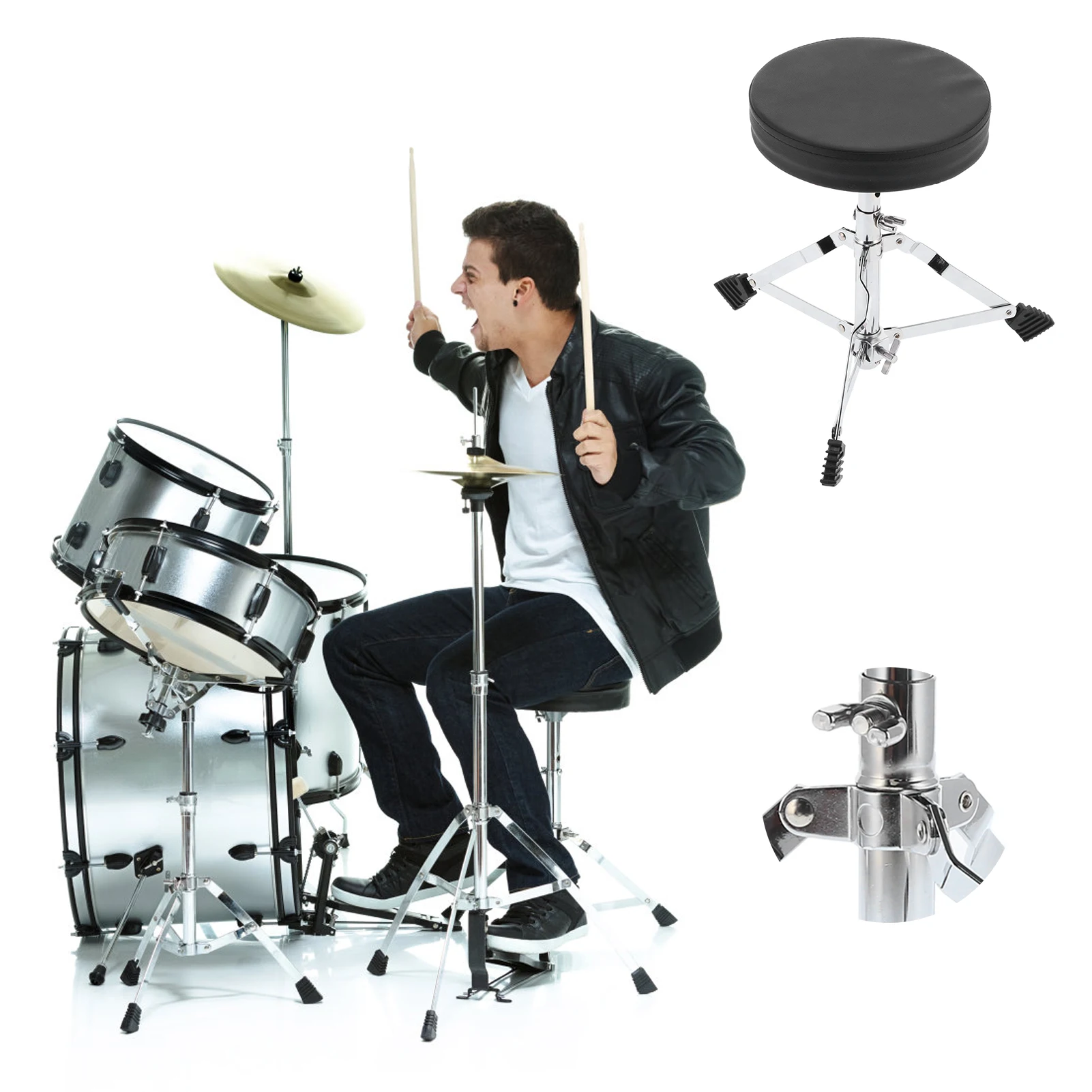 Drum Throne Drum Throne Padded Drum Seat Drumming Stools Adjustable Height with 5A Maple Wood Stick Drum Throne with 5A Stick