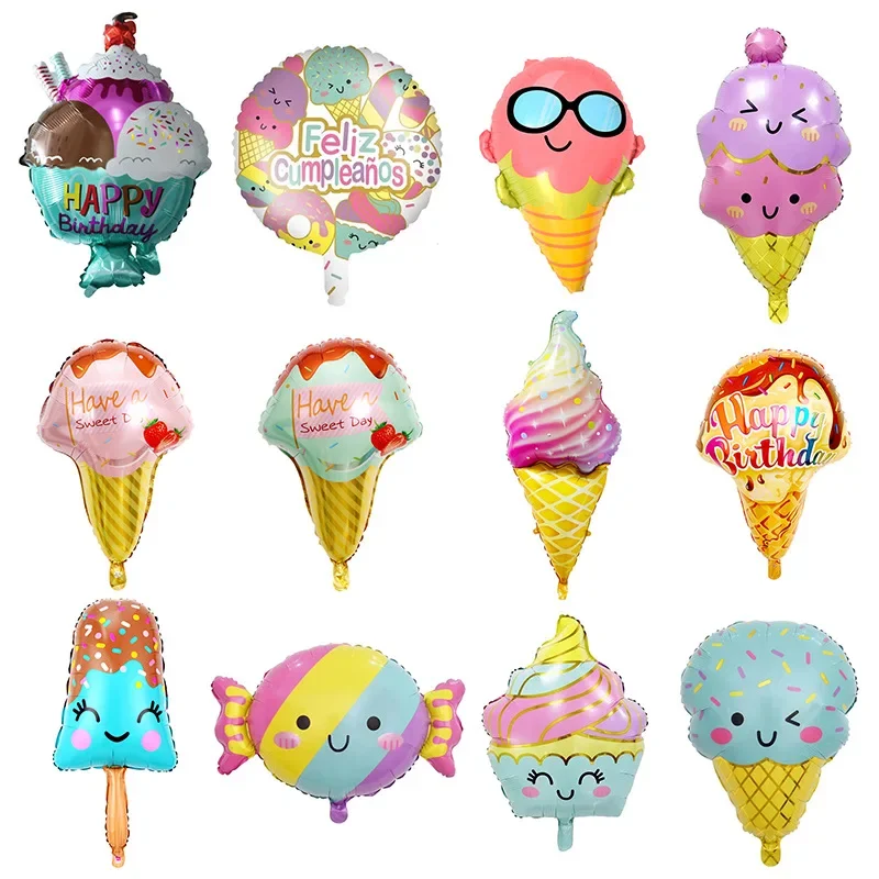 

New Ice Cream Ice Cream Balloon Festival Supplies Aluminum Foil Scene Layout Wholesale Children Party Balloon