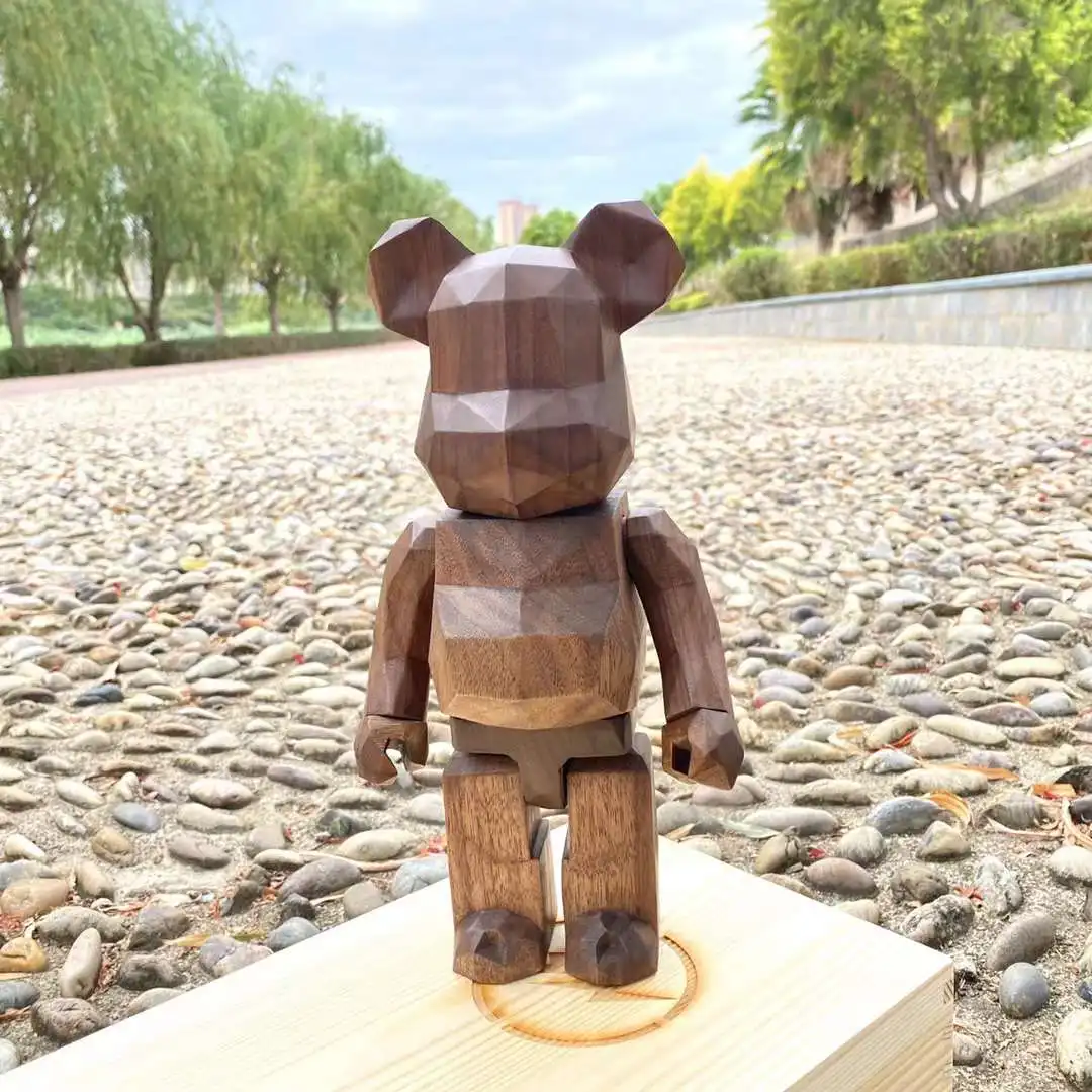 Bearbrick 400% Diamond Walnut Trend Popular Style Solid Wood Handmade Wood Bear BE@RBRICK 28cm Desktop Figure