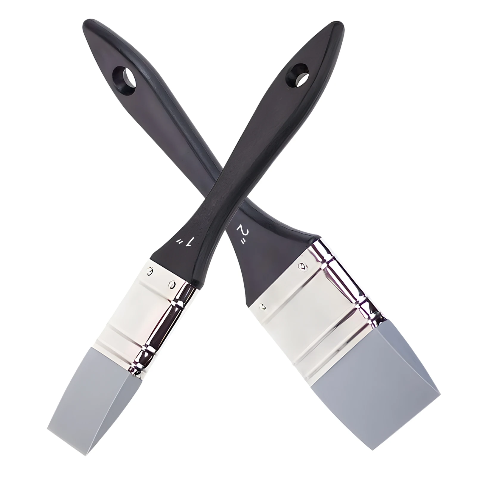 2 uds artista sólido para arte herramienta a base de agua fácil de limpiar ancho estrecho niños adultos mezcla de colores pincel de pintura de silicona plano mango largo