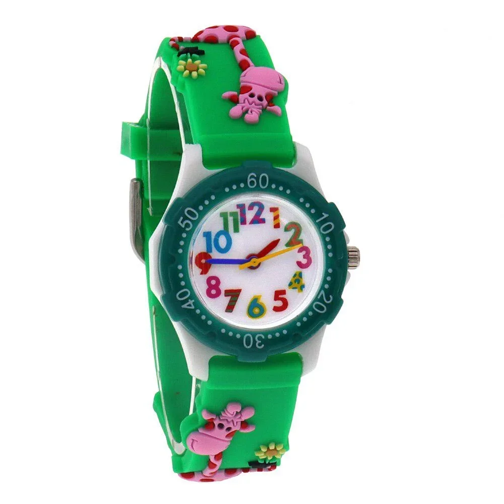 Kids Cartoon Wrist Watch Silicone Strap Colorful Mini Giraffe Design Wristwatch