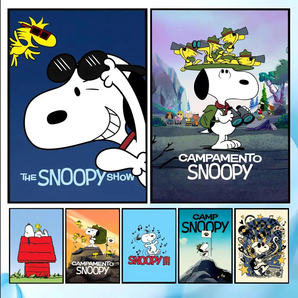 Cartoon Cute S-Snoopys Dog Poster HD Art Sticky Wall Waterproof Home Living Room Bedroom Bar Aesthetic Decoration