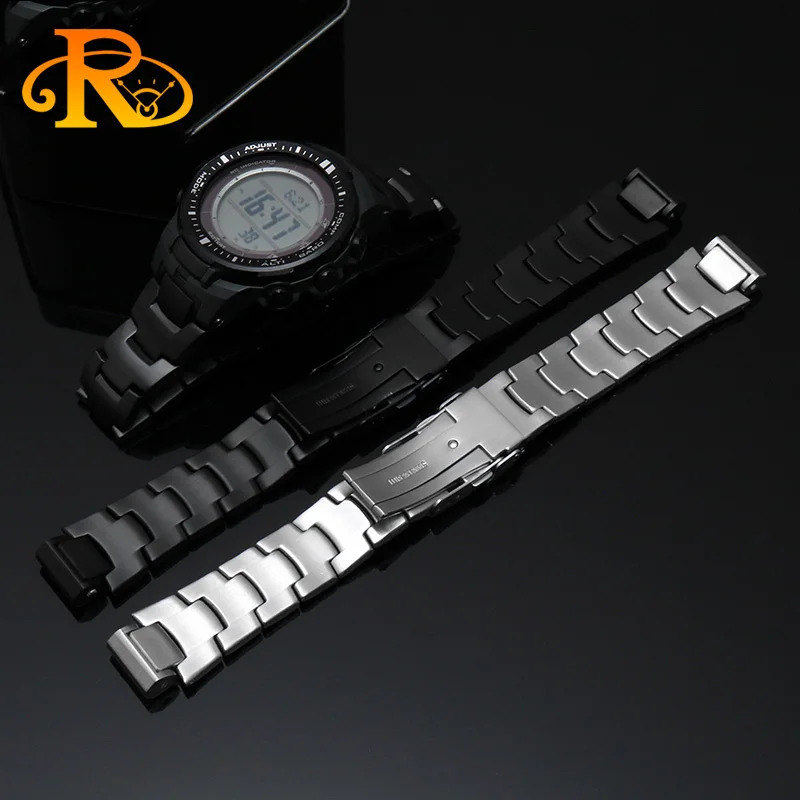 男性金属時計バンドカシオ PRW-6000/6100/3000/3100 PRG-300 鋼時計バンドメンズストラップブレスレットアクセサリー凸端 16 ミリメートル