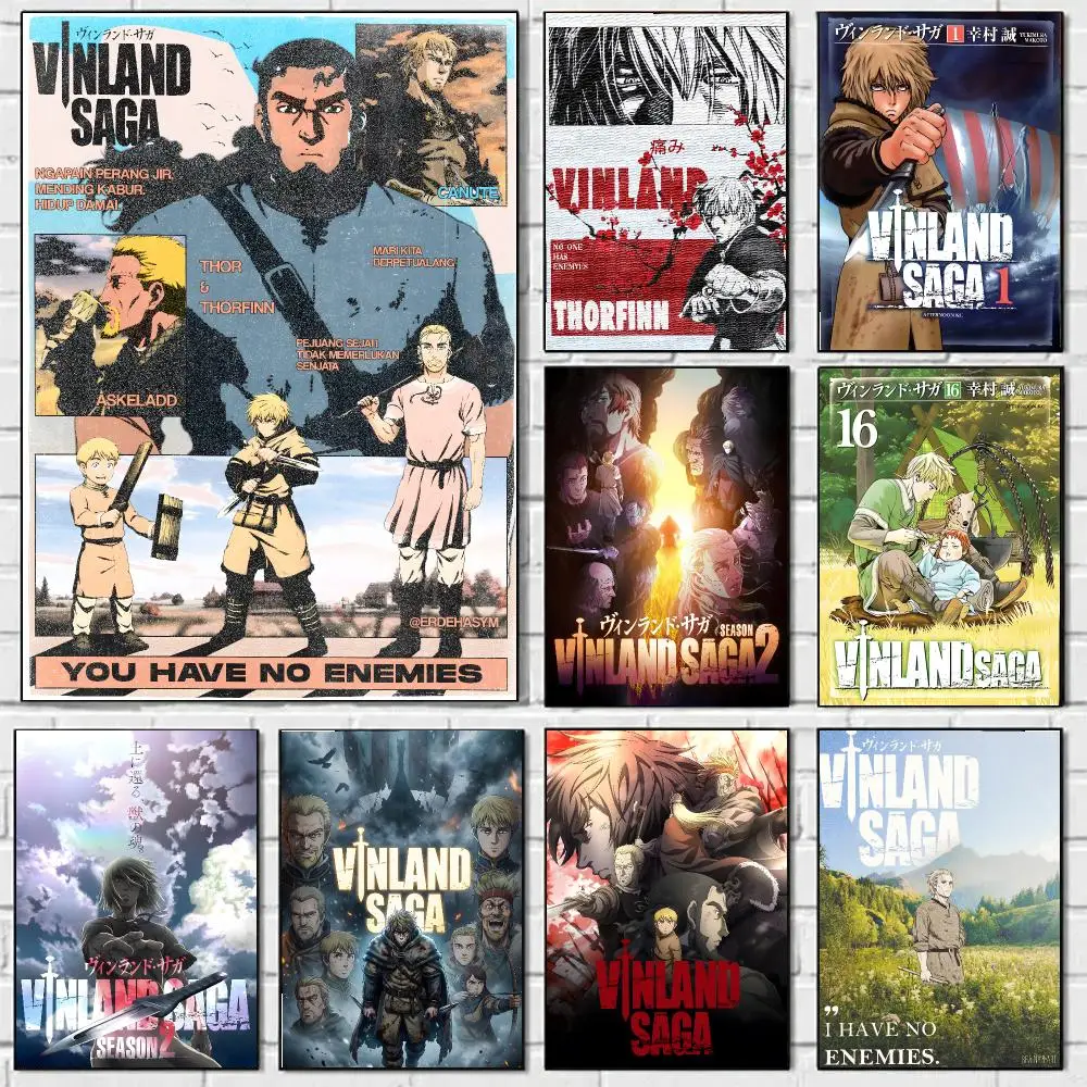 Vinland Saga Anime Poster Self-adhesive Advanced Aesthetic Printing Paper Wall Art for Living Room Home Decor