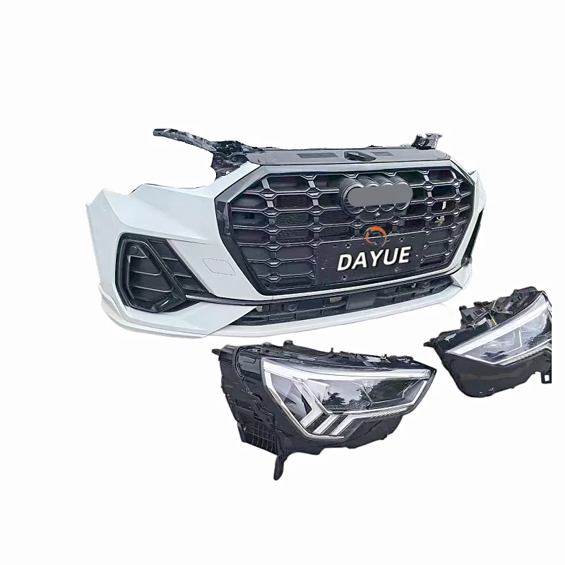 2022  Q3 Front Bumper with Grille and Radiator Headlights Set Plastic  Bolt-On Replacement