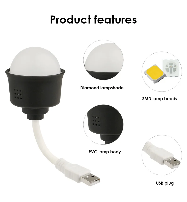 USB 플러그 야간 조명 휴대용 LED 램프, 컴퓨터 모바일 전원 충전 미니 책 램프, 눈 보호 연구 소형 독서등