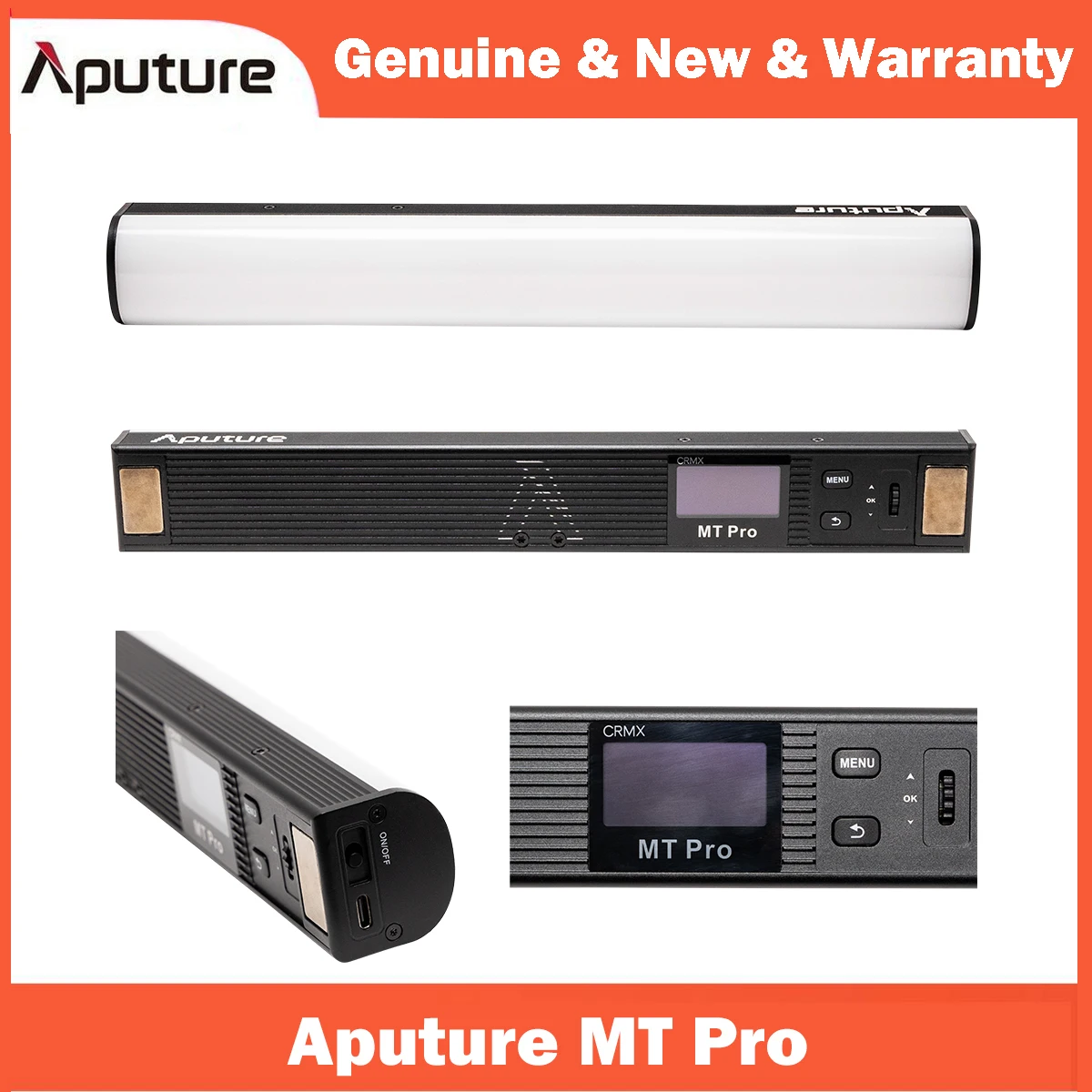 Aputure MT Pro RGB Tube Light 7.5W CCT from 2000K -10000K Output Pixel-Mappable Support Sidus Link Bluetooth App Control