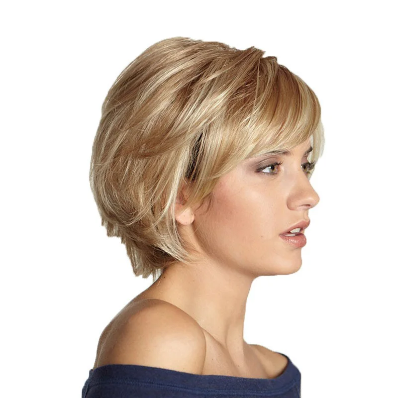 Banquet Evening Dress Match Lady Short Hair Cabaret Dress Up Headwear Gradient Side Swept Bangs Wig Party Woman Short Curly Hair