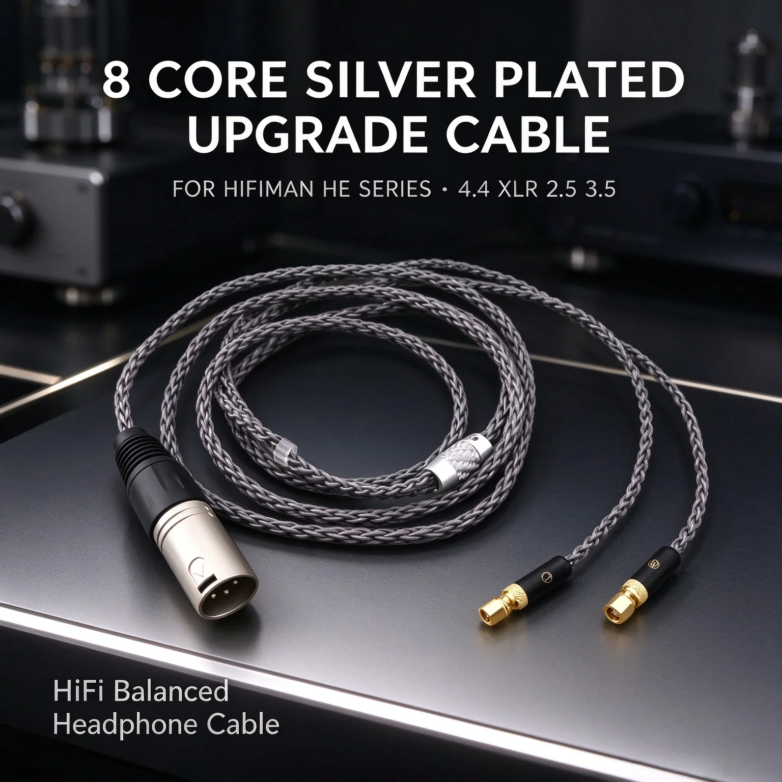 8 Core Silver Plated Balanced Headphone Cable for Hifiman HE400 HE5 HE6 HE300 HE4 HE500 HE600 4.4 XLR 2.5 3.5