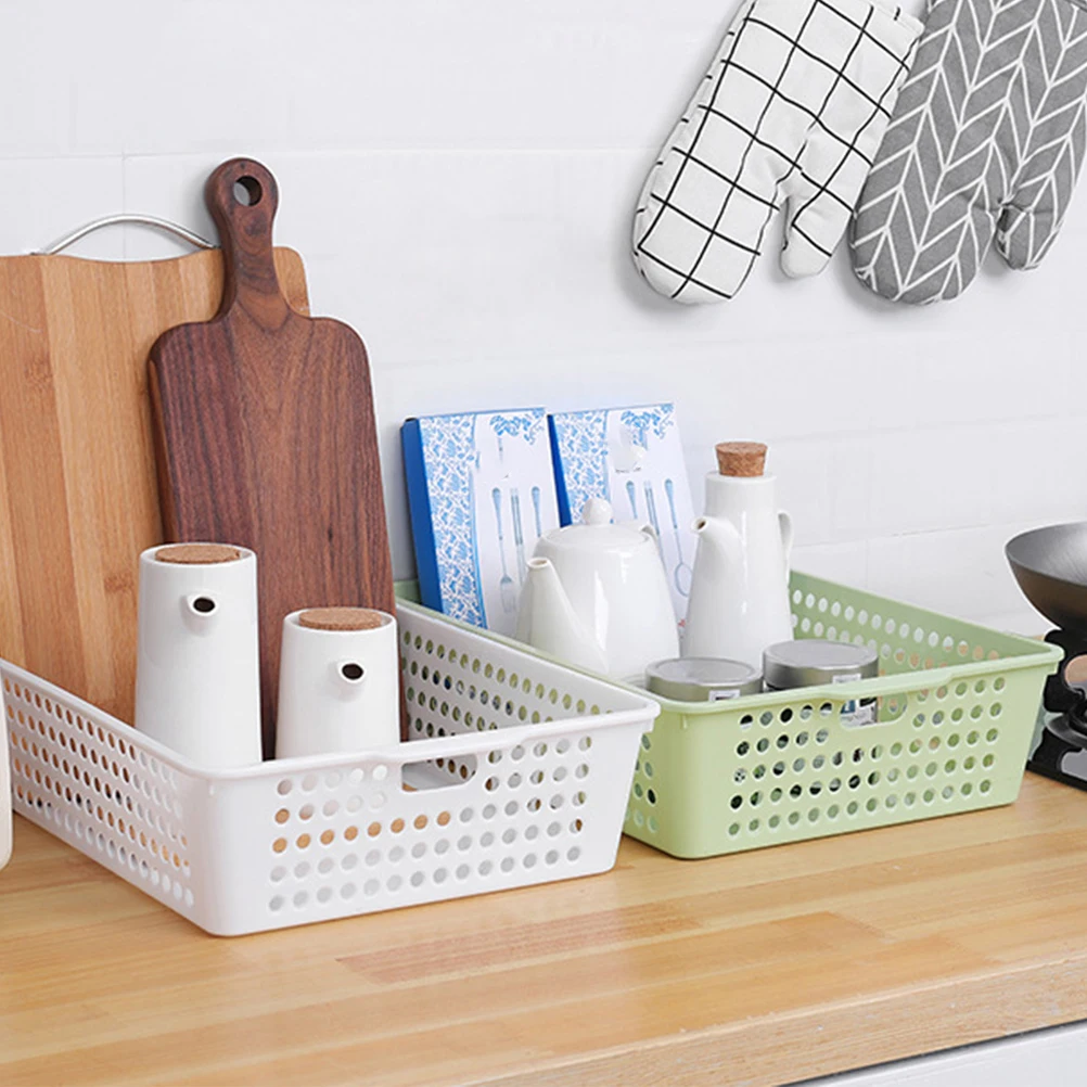 

4Pcs File Storage Basket Plastic Desktop Organizer for Office School Home Multifunctional Countertop Sundries Holder Large