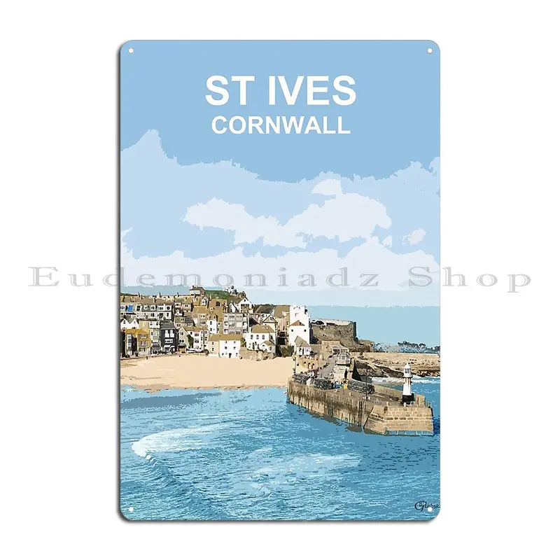 St Ives Cornwall Cornish Gift Kernow Fishing Harbour Metal Plaque Poster Classic Vintage Customize Mural Kitchen Tin Sign Poster