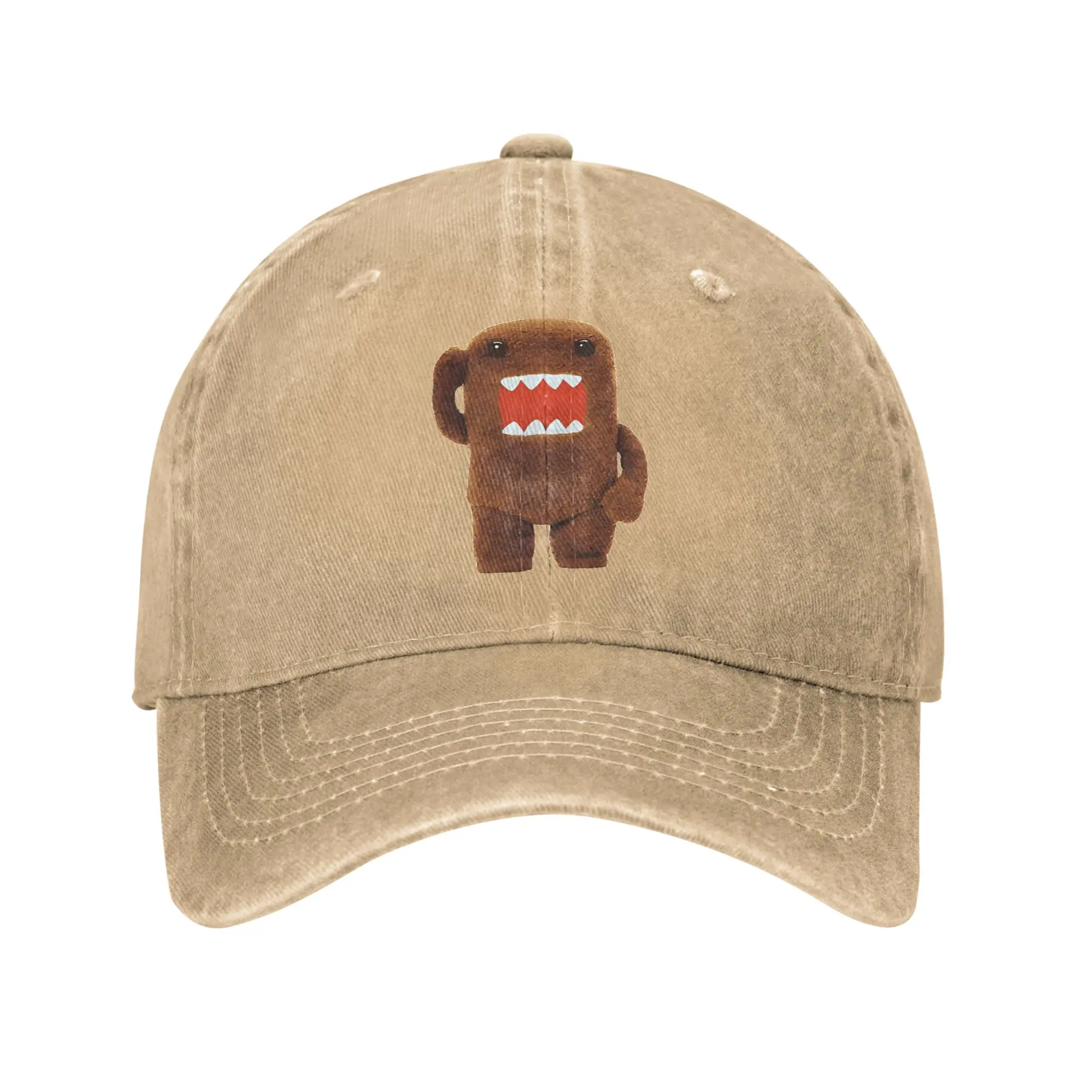 Vintage Cute Fuzzy Domo Kun Premium Scoop Baseball Caps Unisex Distressed Denim Snapback Hat  Outdoor Golf Unstructured Soft Hat