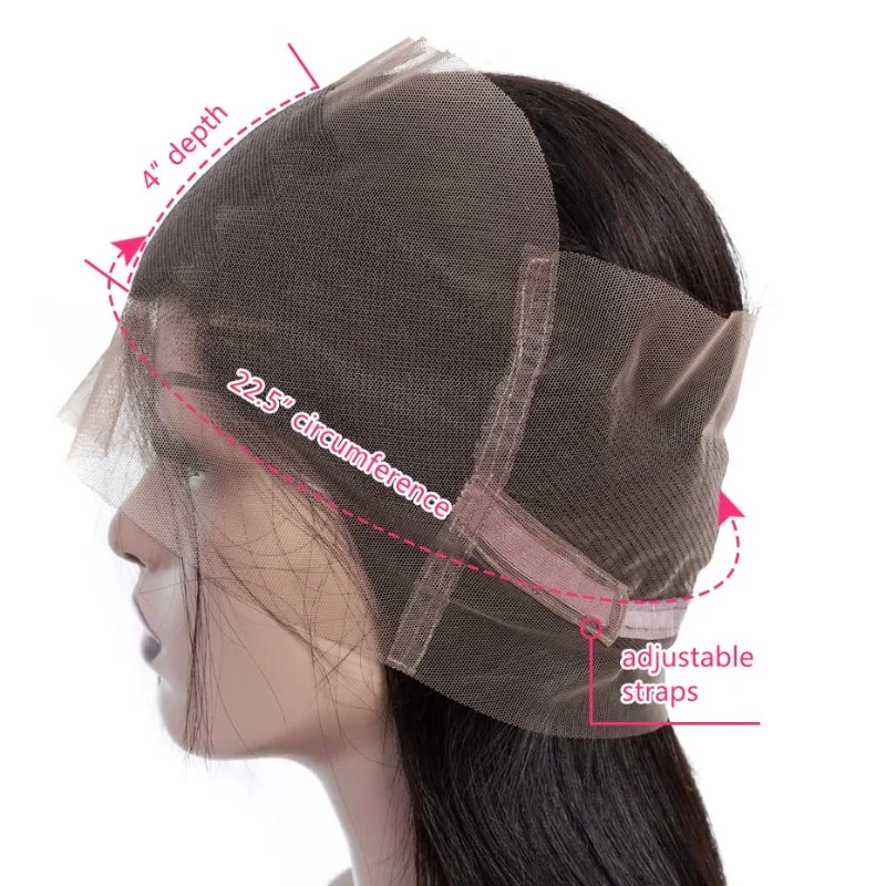 Premium 360 Chiusura frontale in pizzo da orecchio a orecchio Invisibile pizzo svizzero Capelli per bambini Capelli umani vergini brasiliani Densità 150%