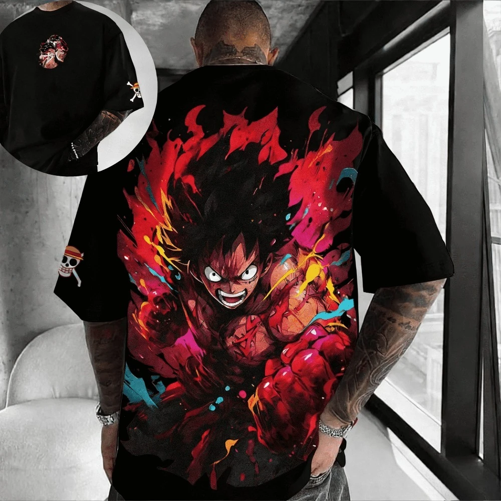 

Хлопковая футболка Monkey D Luffy One Piece в стиле аниме и манги, уличная мода, повседневный стиль