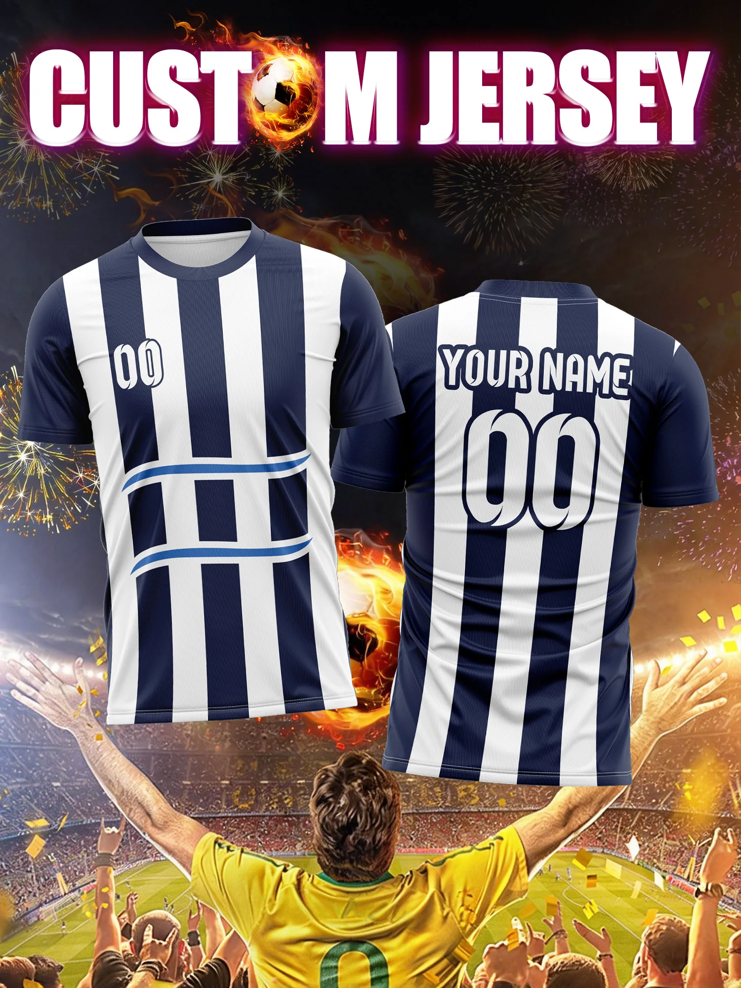 

Футбольная майка с индивидуальным изображением, номером и именем, стабильная форма, без деформации.