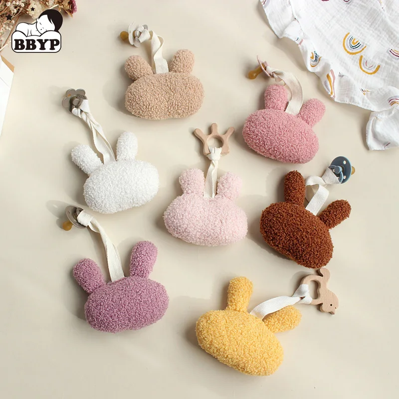 Baby Pacifier Chain Cute Bunny Comfort Nipple Pendant Clips Teddy Velvet Baby Pacifier Room Decoration Photo Props