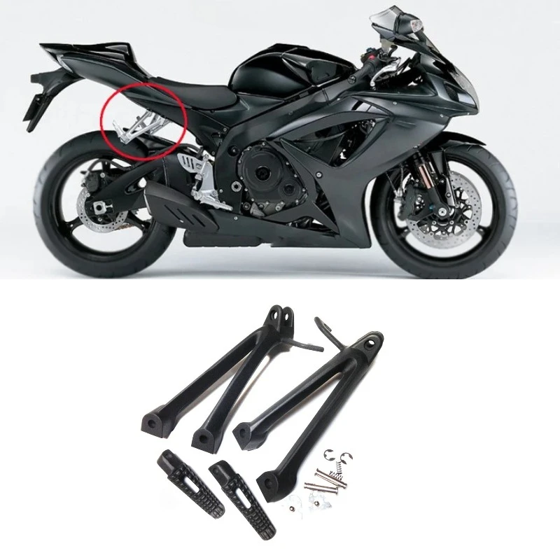 

Motorcycle Foot Pegs Rear Passenger Footrests Footpegs Pedals Bracket Support Accessories For Suzuki GSXR 600 750 2006 2007