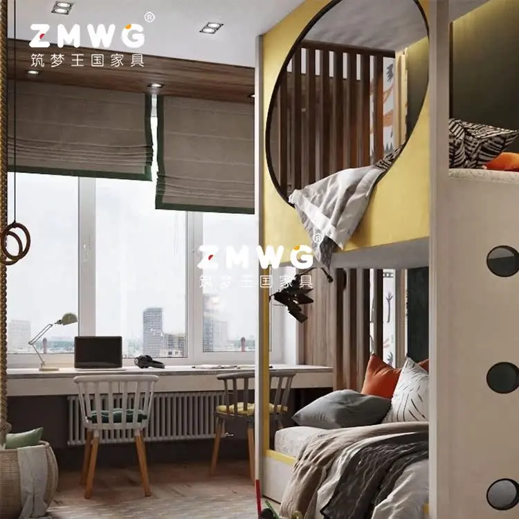 Multifunctional children's upper and lower wood beds Simple high and low beds Modern bunk beds Mother and child