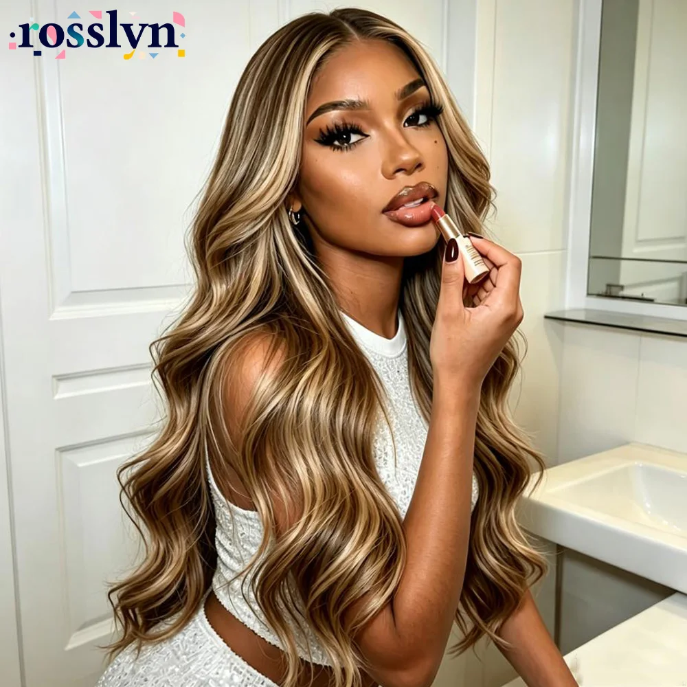 36 Inch Honey Blonde Ombre Body Wave HD Transparent Lace Front Wigs Human Hair 210% Density 4/27 Highlight 13x4 13x6 Invisible Lace Front Natural Wig Human Hair for Women