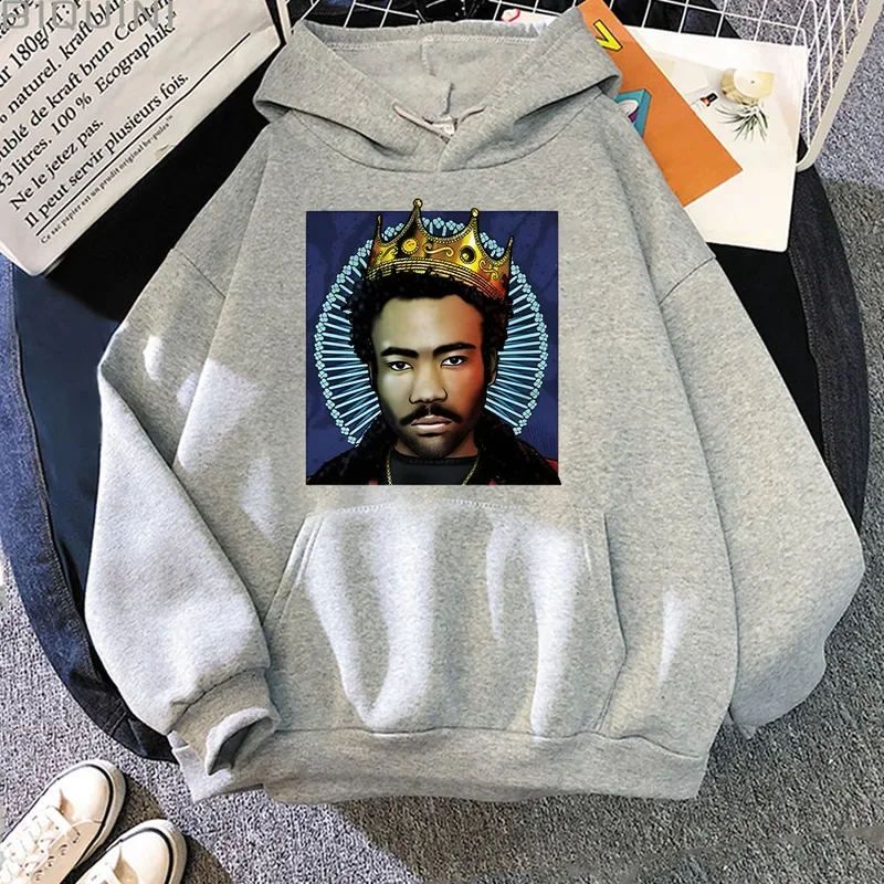 Rap singer Childish Gambino print hoodies solid color retro unisex autumn winter coat Harajuku crew neck long sleeve sweatshirt