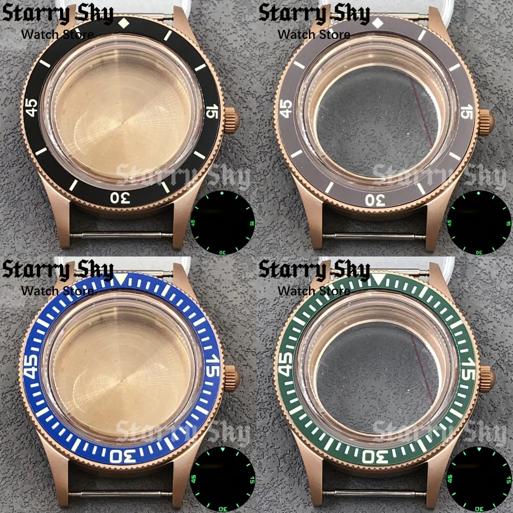 

Корпус для часов Starry Sky 40 мм из куполообразного стекла с пескоструйной обработкой из розового золота со светящимся керамическим безелем, подходит для аксессуаров для часов NH35/ETA PT5000
