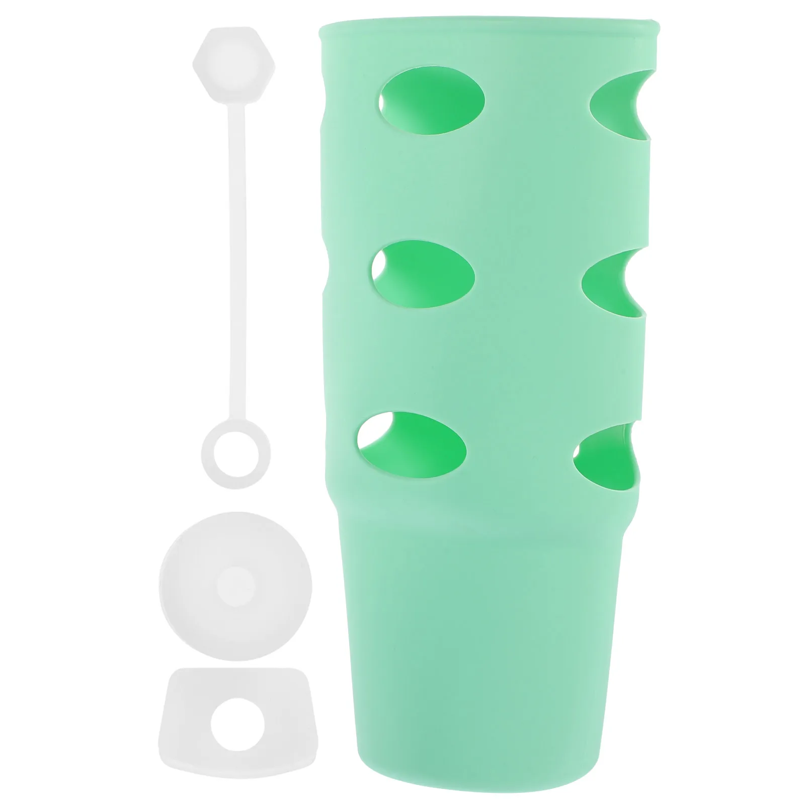 

1 set Water Silicone Cup Bottom Cover Protective Cover Silicone Boot Anti Scratch Compatible 30oz Green Transparent