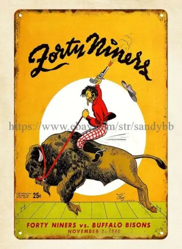 Artwork store football 1946 vs.Buffalo Bisons metal tin sign