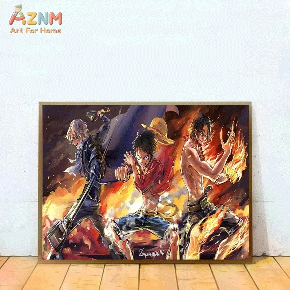 AZNM One Piece Luffy Ace Sabo Brothers Film Red Uta Luffy Gear 5 Zoro Anime Manga Canvas Wall Art Print Home Decor Poster view 5