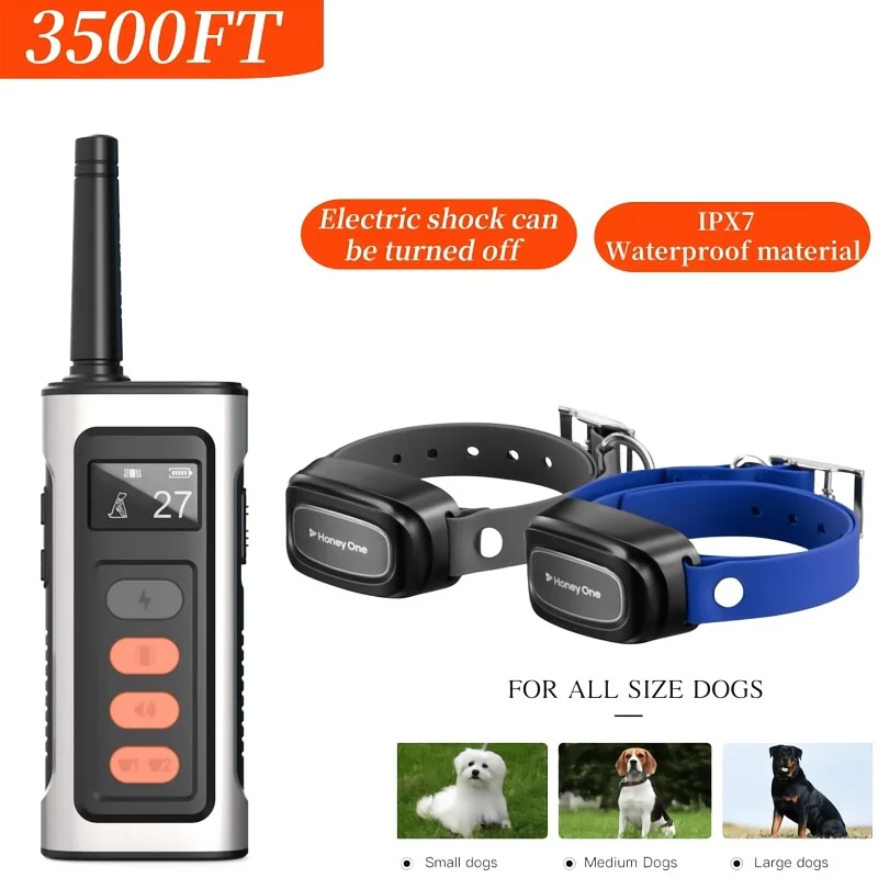 

YHLC 1000m Waterproof Electric Dog Training Collar Detachable Bark Rechargeable Anti Barking Shock Vibration Collar for All Dogs