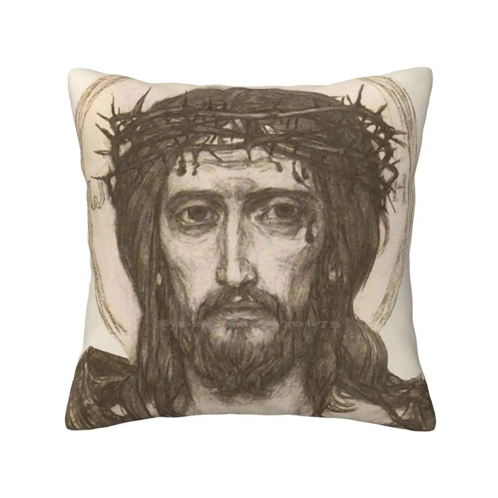 Vasnetsov Jesus Christ Savior In The Crown Of Drawing Sepia Original Fine Arts Hd High Quality Home Sofa Car Waist Throw