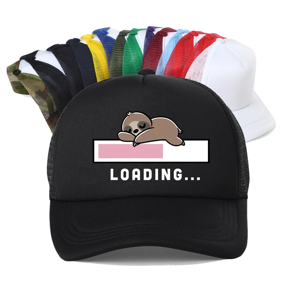 Loading Sloth Print Mesh Baseball Cap Women Fashion Casual Breathable Adjustable Snapback Hat