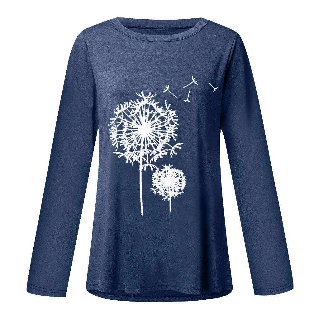 Fashion Women\'s Casual Print Long Sleeves T-Shirt Tunic Blouse Tops