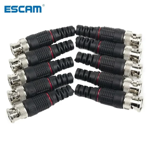 Imagen 1 del producto 10 Uds BNC macho Pin sin soldadura ángulo recto adaptador de vídeo conector BNC para sistema de seguridad de cámara de vigilancia CCTV