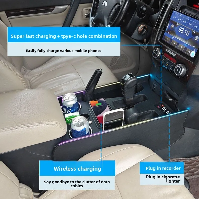 For Mitsubishi V97 V93 V87 Pajero Armrest Box Modification Parts Shogun Montero 4 Center Console Charging Upgrade Storage view 2