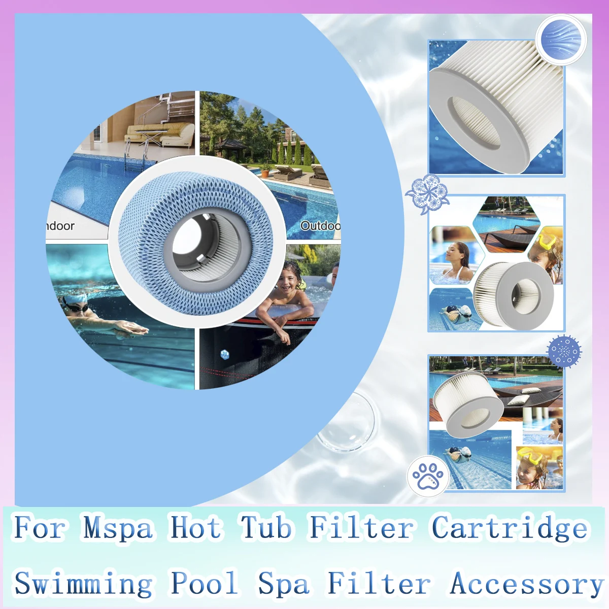 Compatible for Mspa Hot Tub Filter Cartridge, Reusable Mesh Protector, Replacement Swimming Pool Spa Filter Accessories