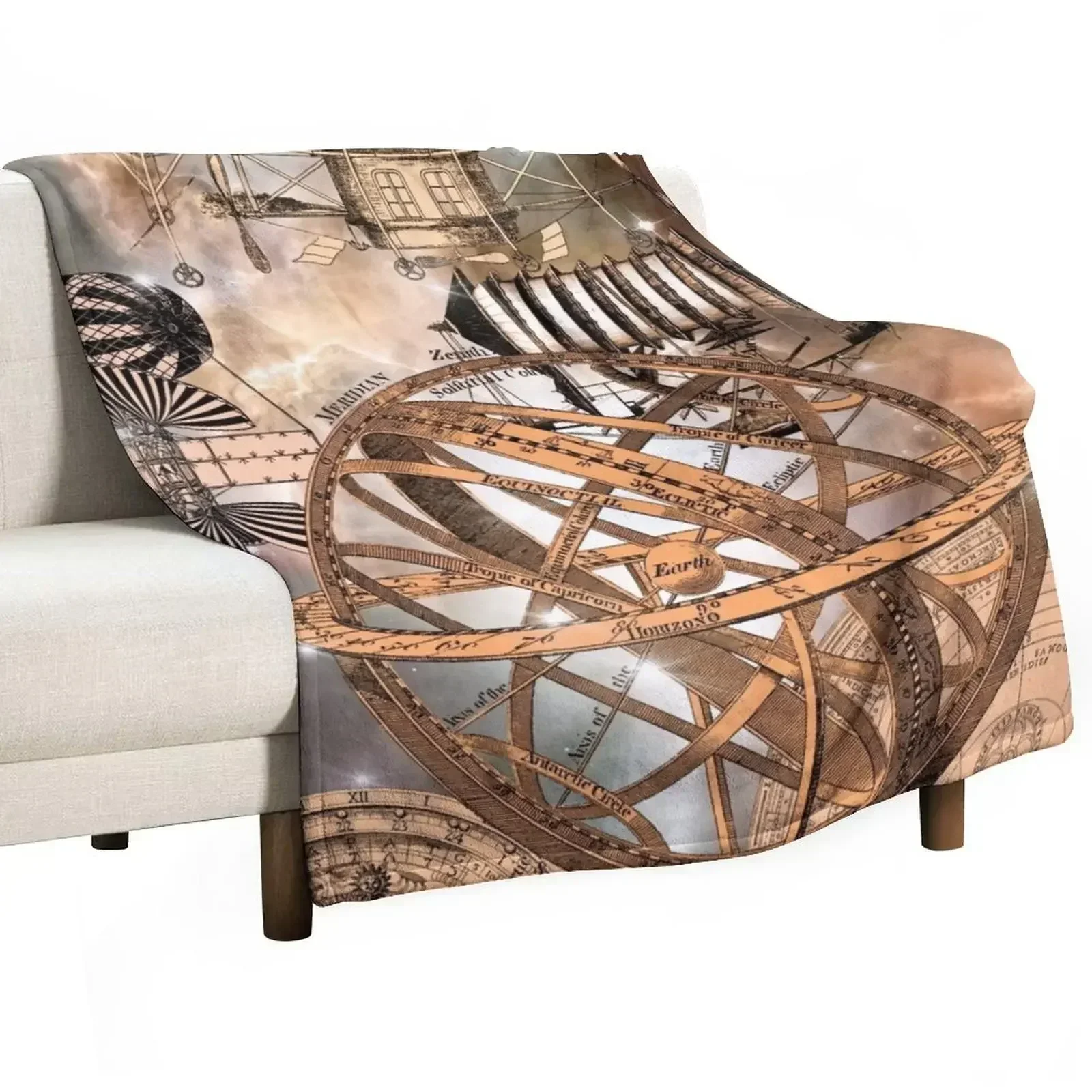 New Steampunk Airship Throw Blanket Plaid Extra Large Throw manga Blankets