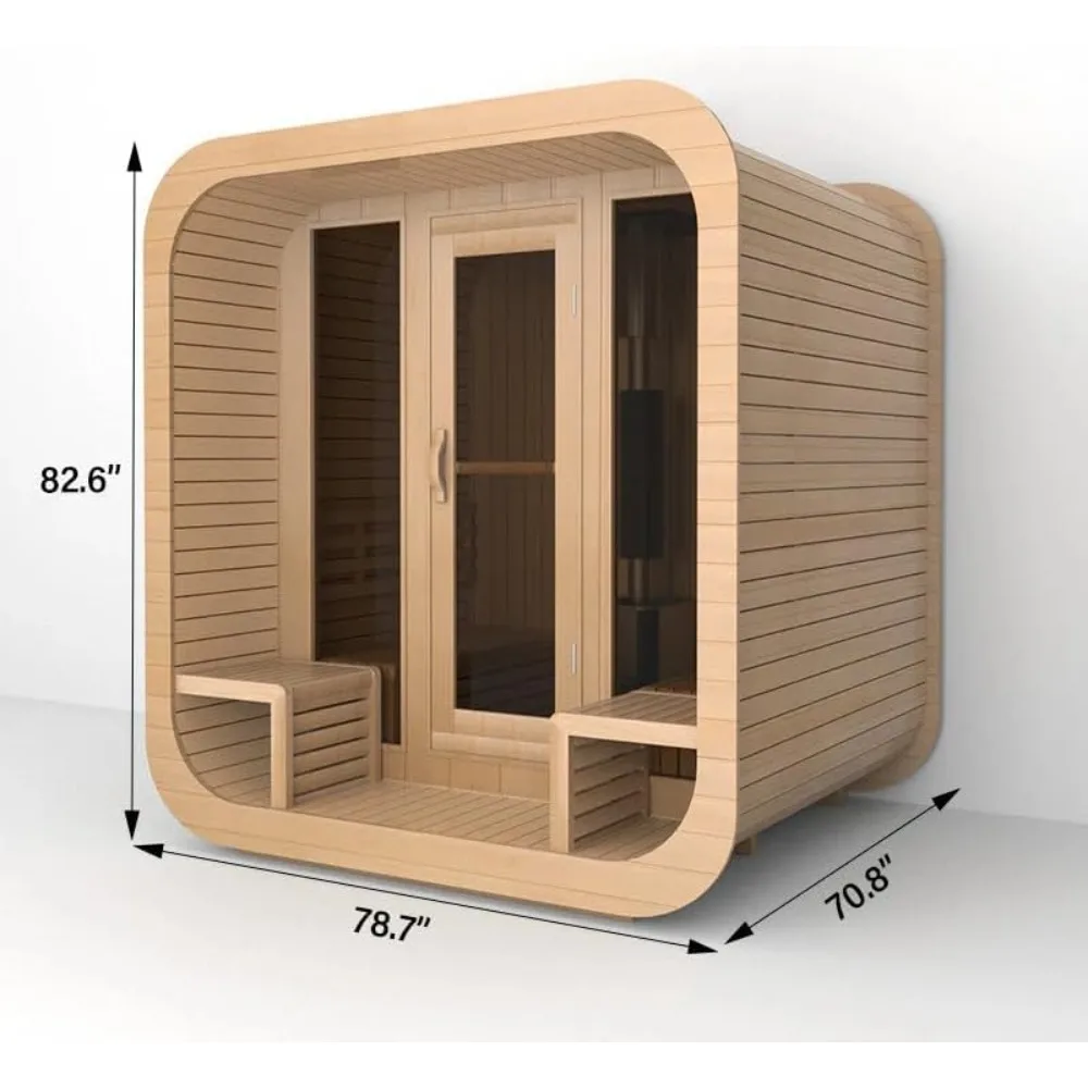 Custom Outdoor Wood Steam Sauna Room for 4-10 Person Traditional Home Spa
