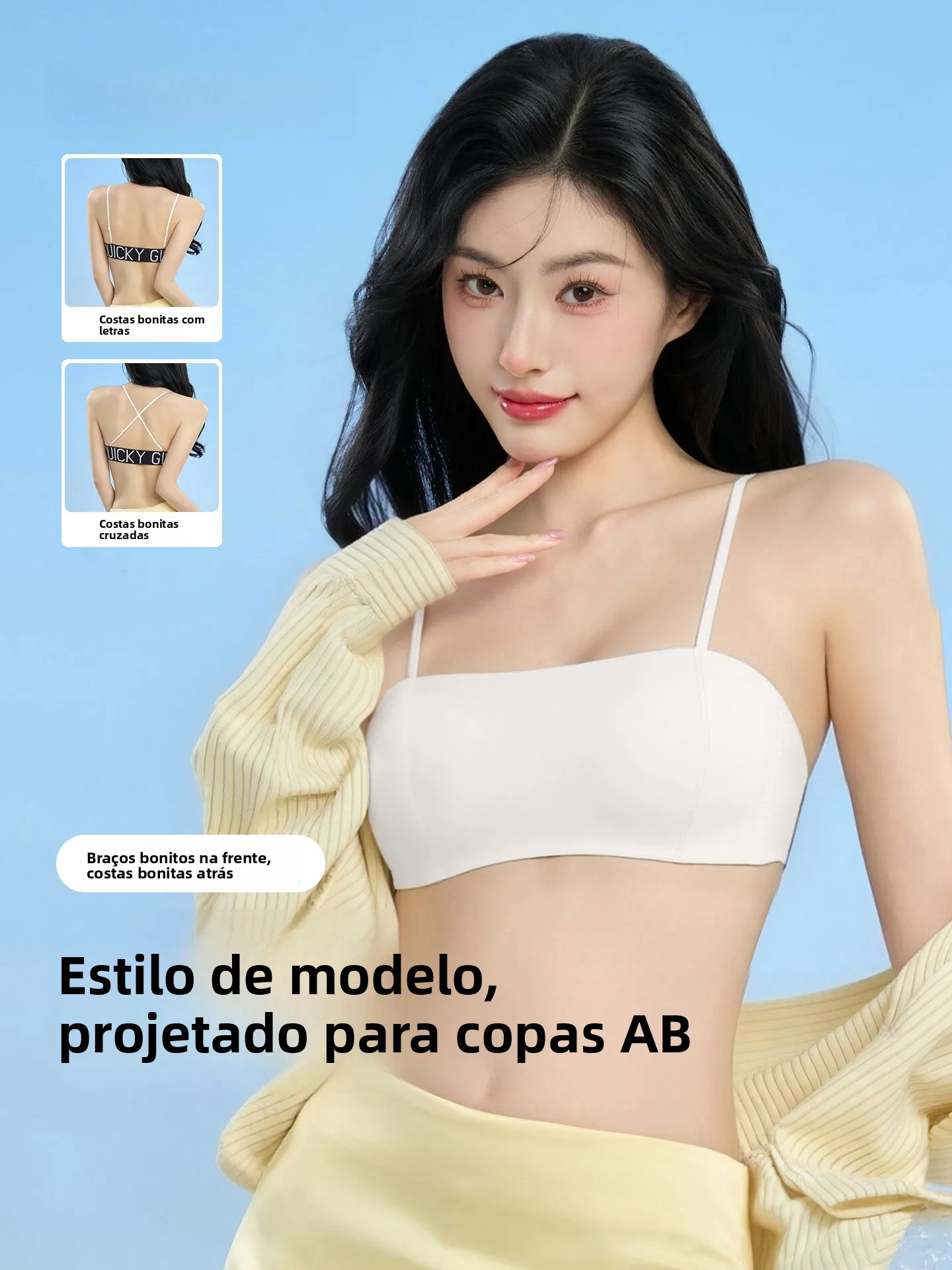 breathable-cross-back-bralette-women's-small-chest-gathered-fixed-cup-shoulder-strap-underwear-intimate-apparel-by-yuyu-brand