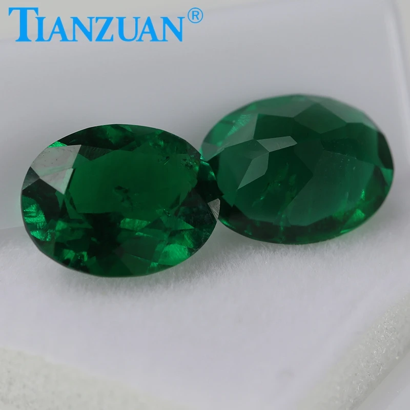 Lab-grown Muzo Emerald Oval Shape Hydrothermal Green Emerald Including Minor Cracks Inclusions Stone Loose Beads