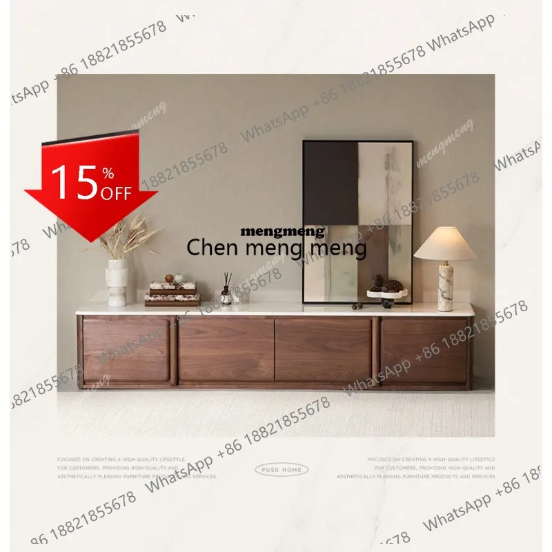 

L178 New Natural Luxury Stone TV Cabinet North American Black Walnut Locker Home Living Room Display Cabinet