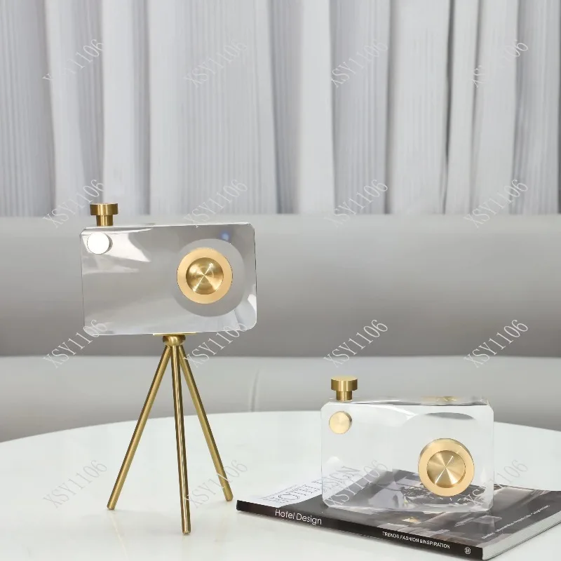 

Простой скандинавский светлый роскошный хрустальный декор K9 в виде камеры, креативное украшение для рабочего стола, для дома, гостиной, тумбы под телевизор