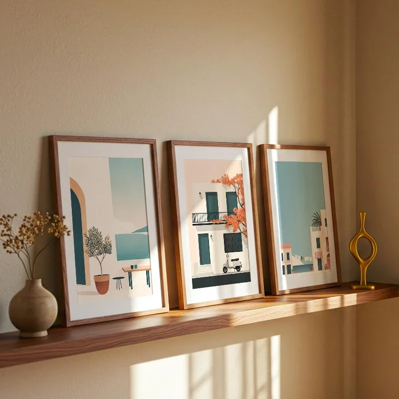 Multiple sizes 3pcs frameless Canvas Painting,3pcs Tuscan Art Posters of the Italian Coastal Mountains Vintage Travel Scenery Ca