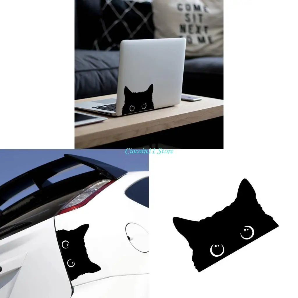 

Y1UB Laptop Car Decal Car Bumper Sticker Car Exterior Decoration 5.9x3.8in Funny Peeking Cats Sticker for Truck Waterproof