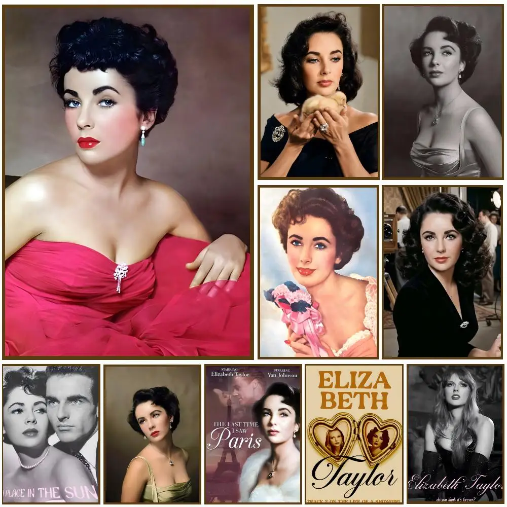 Elizabeth Taylor Singer Vintage-Poster Selbstklebendes Hochwertiges Ästhetisches Druckpapier Wandkunst für Wohnzimmer Heimdekoration